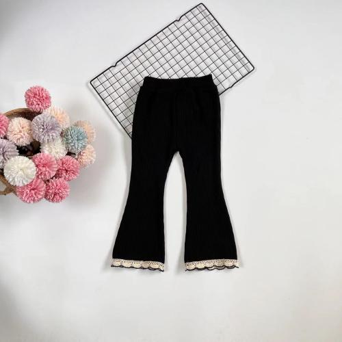 Spring and Autumn new children's trousers casual thin pants solid color lace flared pants