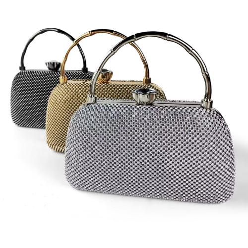 Fashion Rhinestone Clutch Bag Curved Handle Handbag Evening Bag