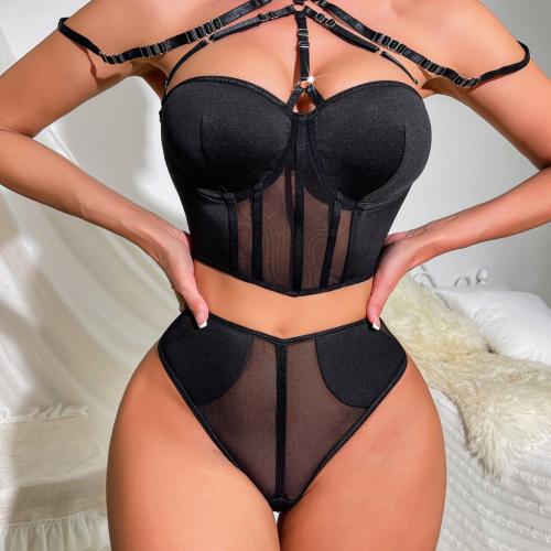 New lace mesh transparent hollow stitching free sexy lingerie suit