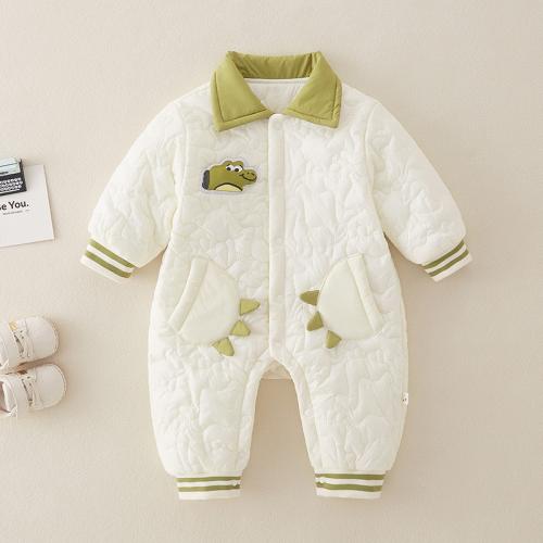 Baby boy clothes baby newborn outing clothes cartoon dinosaur embroidery romper long sleeve jumpsuit