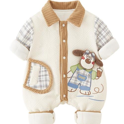 Newborn Autumn and Winter Thickened Jumpsuit Class A Cotton-padded fleece-lined Thickened Clothes