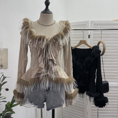 Irregular Auricularia Tassel Knitted Old Ripped Hole Stitching Top Spice Girl Cardigan