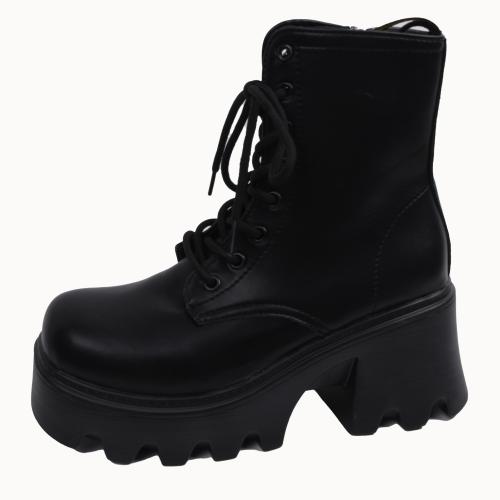 Fashion Elegant Black Vintage Thick Heel Martin Boots Women's New Summer British Style Short Boots