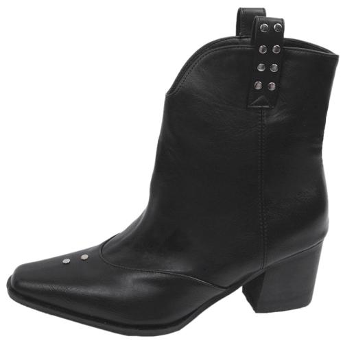 Trend Black Retro Thick Heel Western Cowboy Boots Women's New Summer Slim Boots