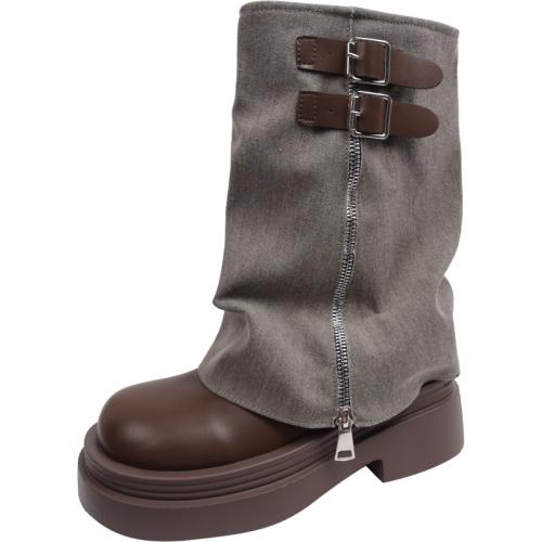 Vintage Elevated Thick Bottom Martin Boots Women's New Summer All-Match Slim Boots