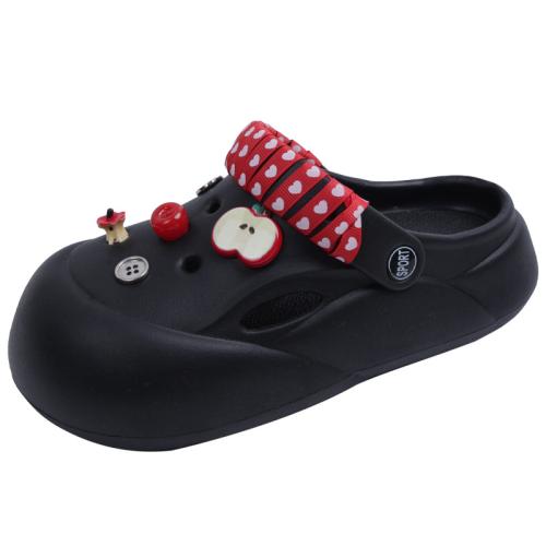 Black Thick Sole Cave Shoes Women's New Summer Outwear Slippers