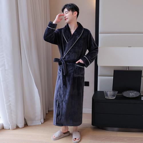 Flannel & Polyester Men Robe PC