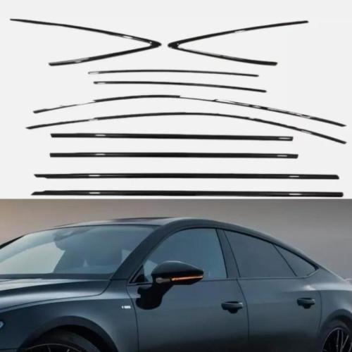  For AUDI A7 S7 2012-2018 Black Stainless Window Molding Strips Trim Accessories