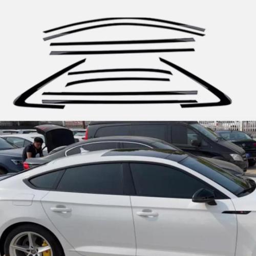 10PCS For AUDI A5 S5 2018-2022 Glossy Black ABS Car Window Trim Strip Cover Trim