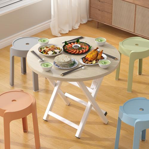 Round Simple Folding Dining Table Home Round Table New Portable Multi-functional Table