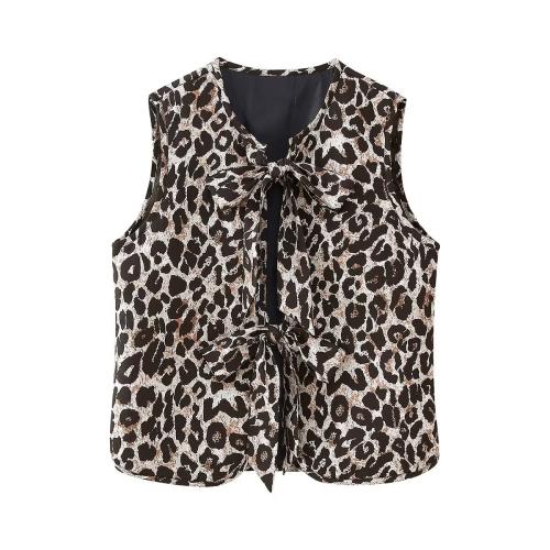 Spring new fashion slim animal pattern lace-up women's vest