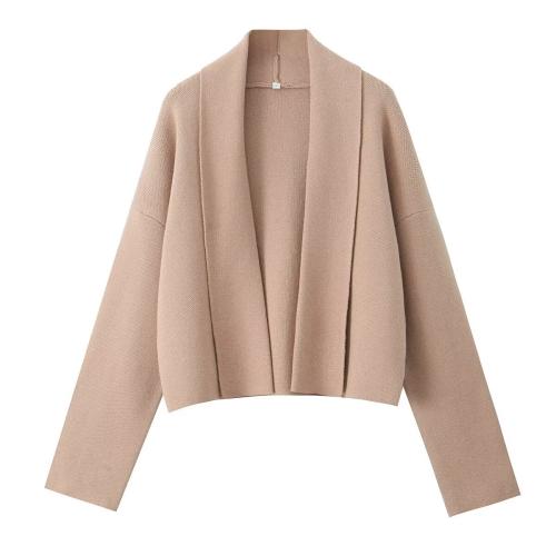 Lapel Cardigan Long Sleeve Rough Knitted Outer Pullover Wool Women's Cardigan