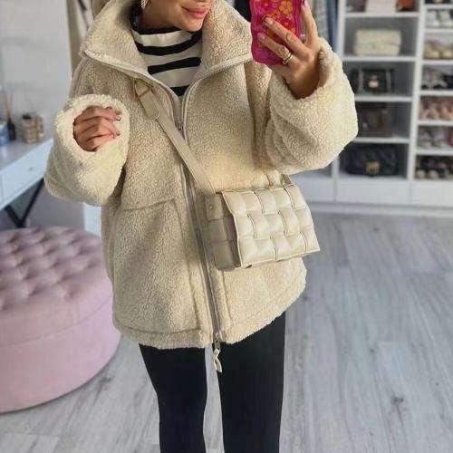 Women's Autumn and Winter New Loose Velvet Casual Outdoor Zipper Jacket