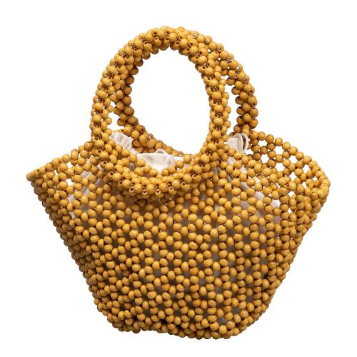 Hand-woven Bag Women's Seaside Beach Holiday Hollow Wooden Bead Bag