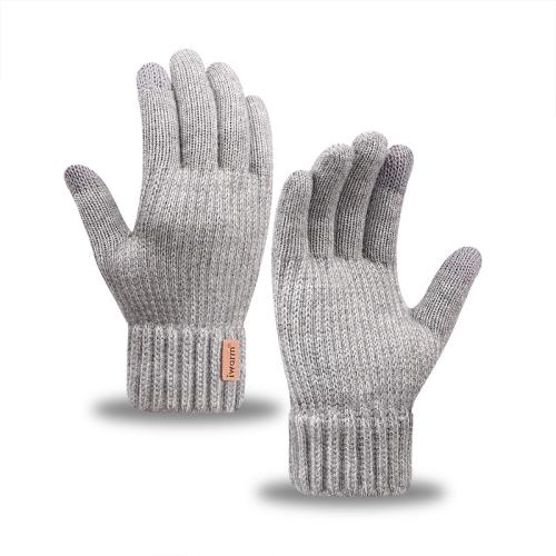 Alpace Wool Men Gloves can touch screen & fleece & thicken & thermal knitted Pair