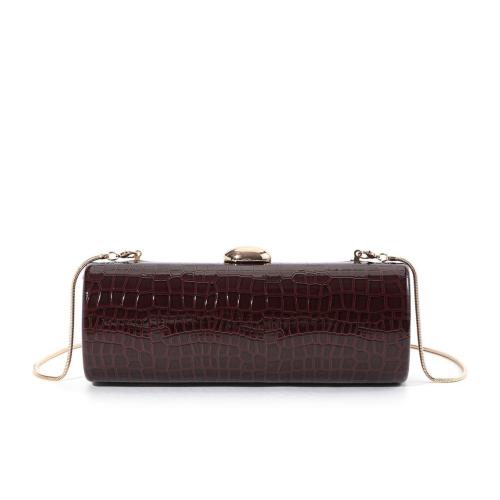 Retro Autumn and Winter Crocodile Pattern PU Leather Box Evening Bag Chain Clutch Bag