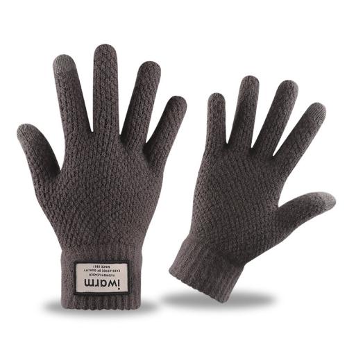 Acrylic Men Gloves can touch screen & fleece & thicken & thermal knitted : Pair