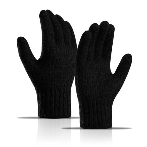 Alpace Wool Men Gloves can touch screen & fleece & thicken & thermal knitted : Pair