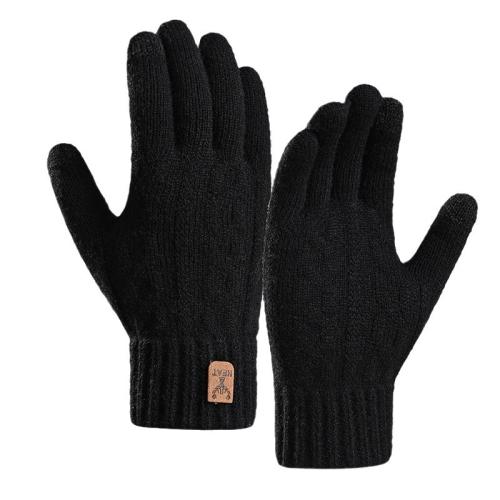 New Winter Men's Warm Gloves Touch Screen fleece-lined Thickened Knitted Gloves