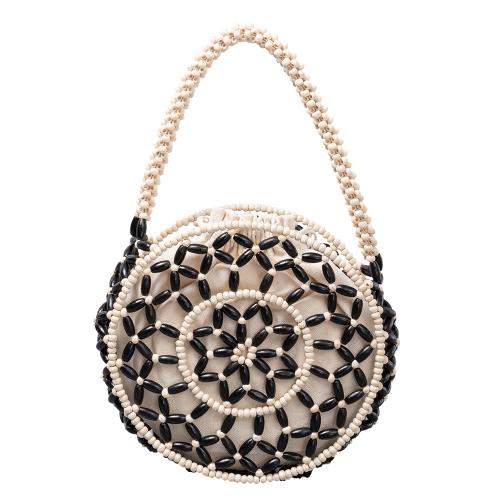 Woven Bag Women's Seaside Holiday Wooden Small Round Bag Beach Handbag