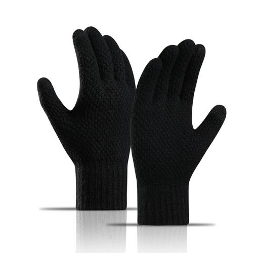 Acrylic Men Gloves can touch screen & fleece & thicken & thermal knitted : Pair