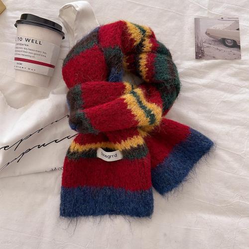 Colorful Striped Knitted Scarf Women's Winter Fashion Warm Neck All-Match Scarf