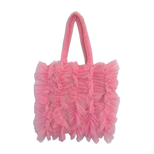 Women's New Arrival Pleated Shoulder Bag Sweet Style Soft Yarn Stitching Pleated Tassel Underarm Bag