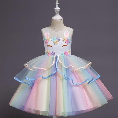 Polyester Princess & Ball Gown Girl One-piece Dress patchwork PC