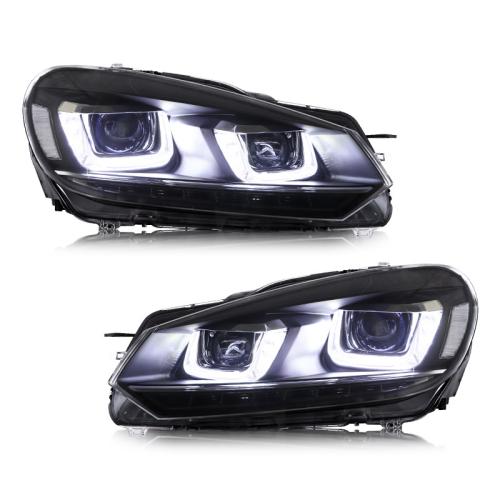 Red Headlights W/Sequential For VW Golf VI 6 MK6 /GTI 2008-2013