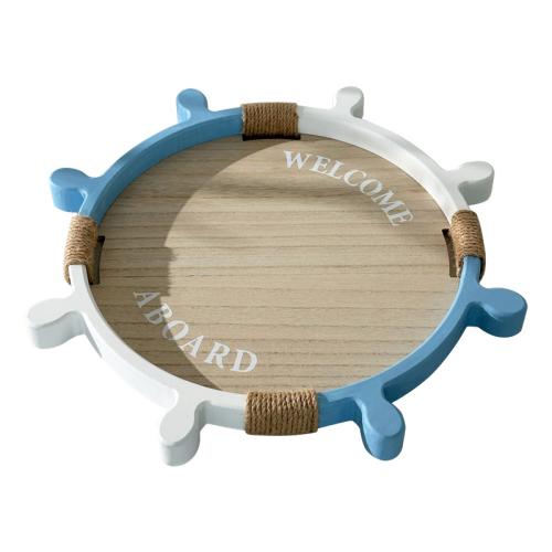 Wooden Rudder Tray Storage Ocean Style Home Decoration Fruit Tea Cup Plate