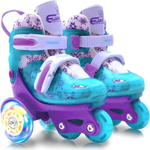 Children's roller skates set boys and girls double row flash wheel