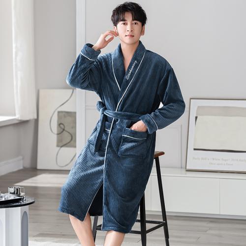 Men's winter thickened fleece-lined coral fleece pajamas flannel plus size homewear