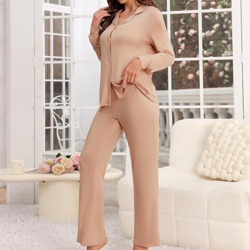 Women's Autumn and Winter Simple Comfortable Modal Long-sleeved Shirt Trousers Home Suit