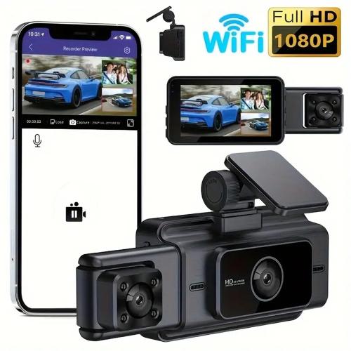 Dash Cam Car HD 1080P Front/Rear/Inside Dual Lens Video Recorder Camera G-Sensor