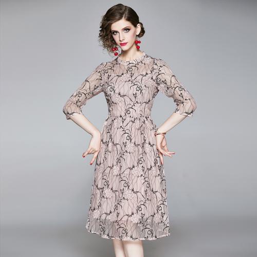 New lace temperament A- line dress long slim slim women's One-piece Dress