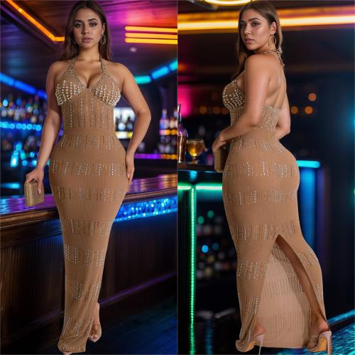 Polyester Slim Slip Dress & with rhinestone Rhinestone PC