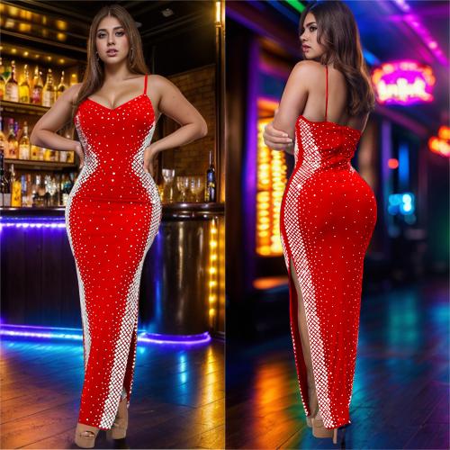 Polyester Slim Slip Dress & with rhinestone Rhinestone PC