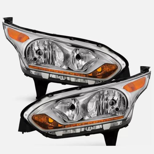 For 2014-2018 Ford Transit Connect Chrome Headlights Headlamps Pair Left and Right