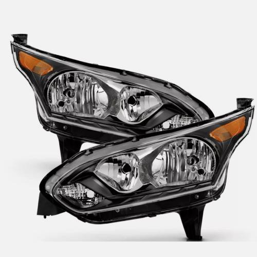 For 2014-2018 Ford Transit Connect Black Headlights Headlamps Pair Left and Right