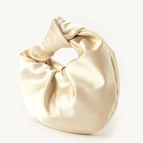 Trendy French Design Pleated Satin Cloud Bag Knot Hand-held Evening Bag