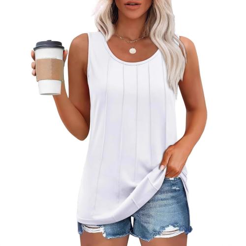 Polyester Soft Women Sleeveless T-shirt & loose & breathable PC