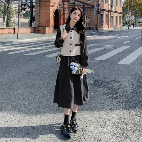 Popular dress suit women's autumn new long-sleeved shirt dress two-piece set