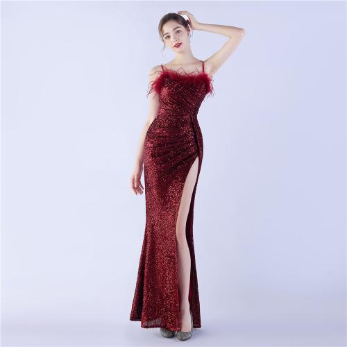 Polyester Waist-controlled & Plus Size Long Evening Dress side slit PC