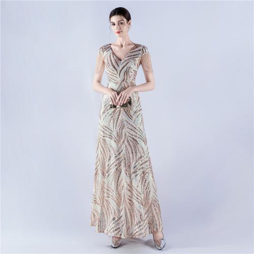 Long Sequin Plus Size Beauty Sequin Dress Banquet Evening Dress