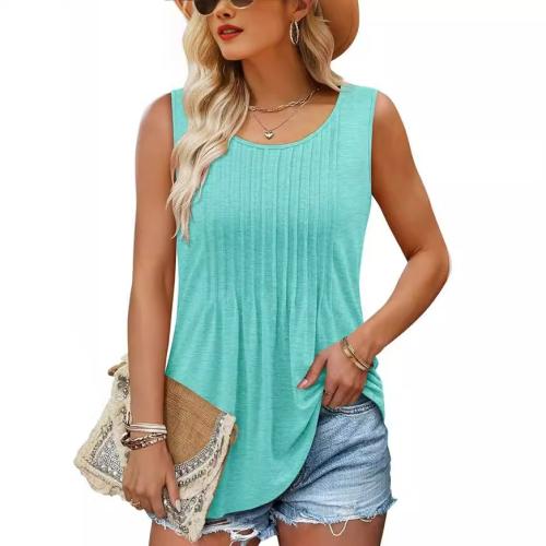 New solid color round neck women's bottoming camisole Sleeveless T-shirt