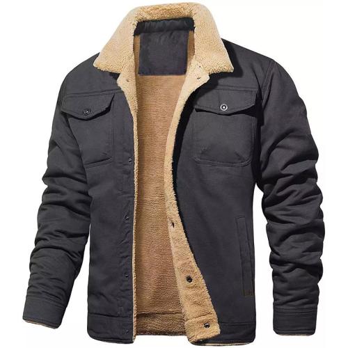 Autumn and Winter Men's Jacket fleece-lined Cotton Workwear Casual Jacket