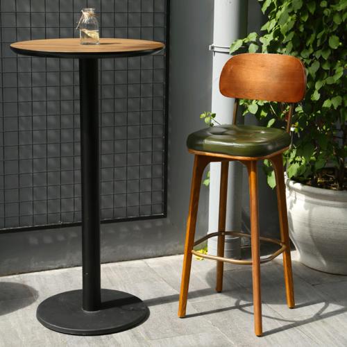 Solid Wood Bar Chair Light Luxury Modern Simple Bar Chair Retro Backrest High Stool