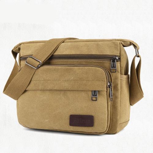 Summer new men's bag retro casual crossbody bag multi-layer canvas bag