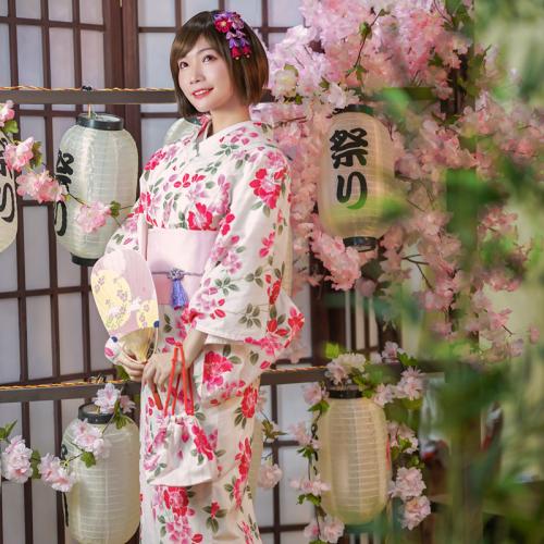 Kimono Bathrobe Women's Cotton Material Sakura Flower Kimono Suit