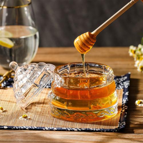 Household storage honey jar with spoon storage jar creative combination